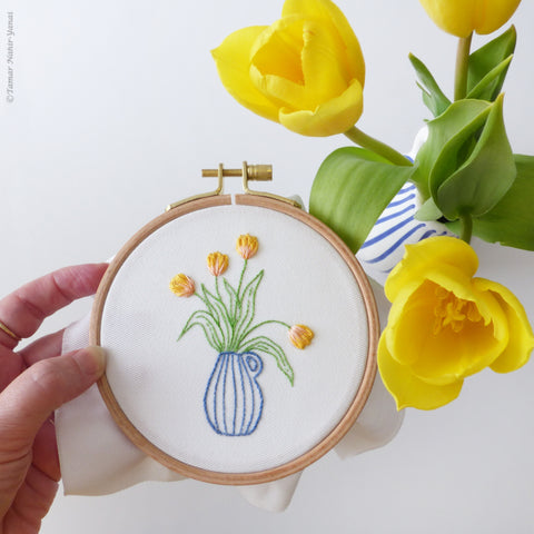 Yellow Tulips, 4" Embroidery Kit