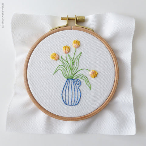 Yellow Tulips, 4" Embroidery Kit