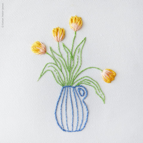 Yellow Tulips, 4" Embroidery Kit