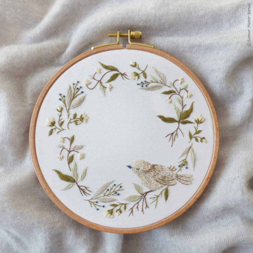 Bird & Wreath, 6" Embroidery Kit