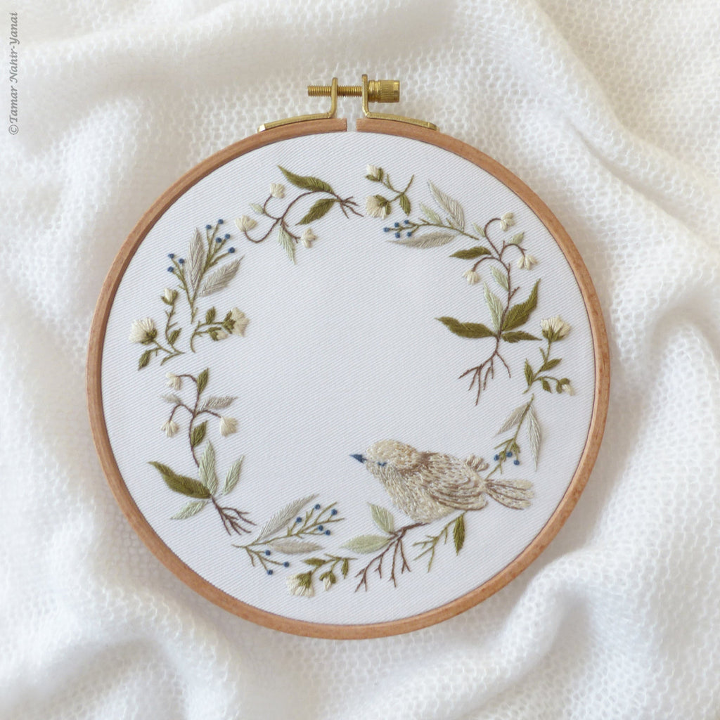 Bird & Wreath, 6" Embroidery Kit