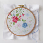Blue & Pink Roses, 6" Stamped Cross Stitch Kit