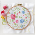 Blue & Pink Roses, 6" Stamped Cross Stitch Kit