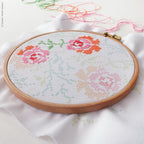 Orange & Pink Roses, 6" Stamped Cross Stitch Kit