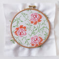 Orange & Pink Roses, 6" Stamped Cross Stitch Kit