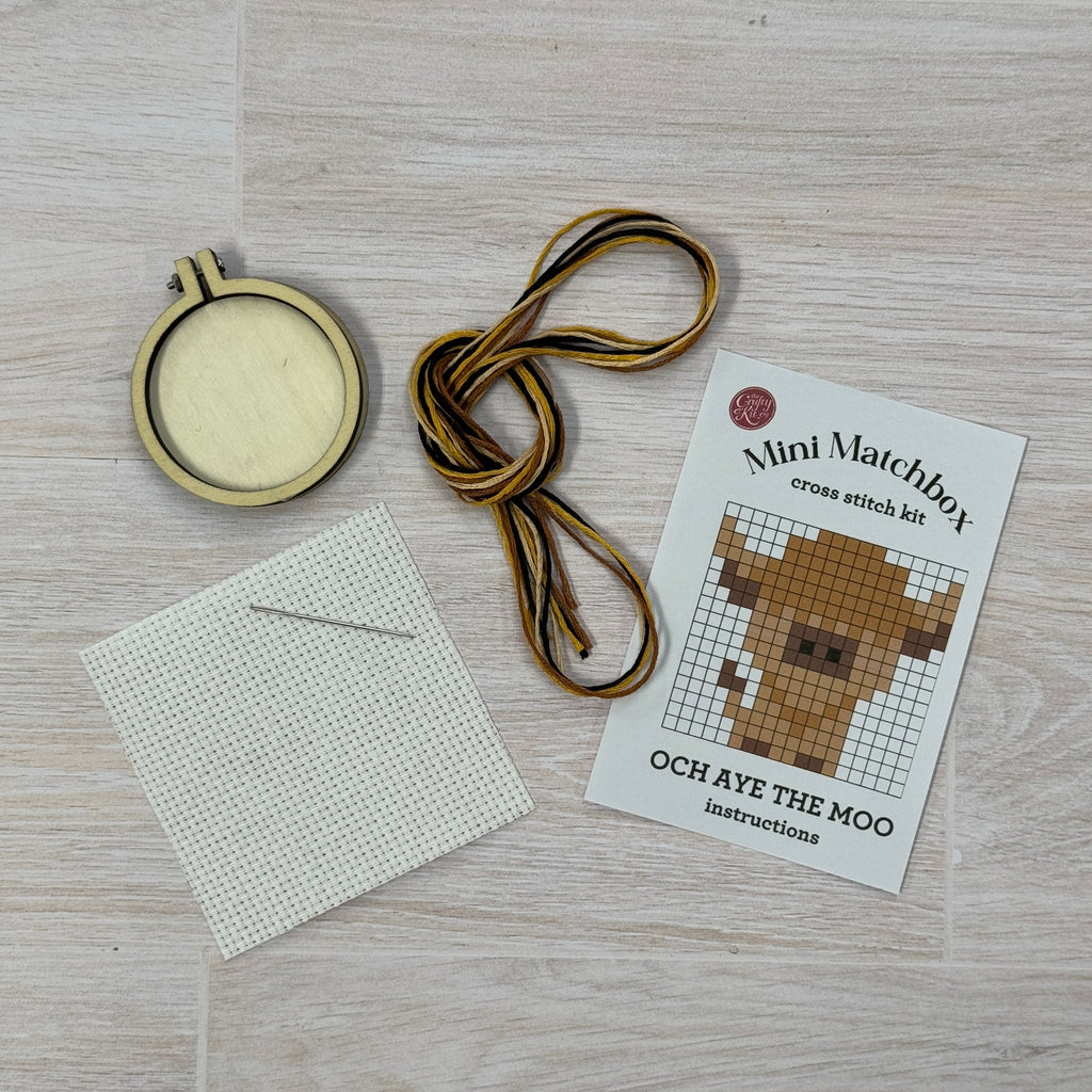 Och Aye the Moo, Matchbox Cross Stitch Kit