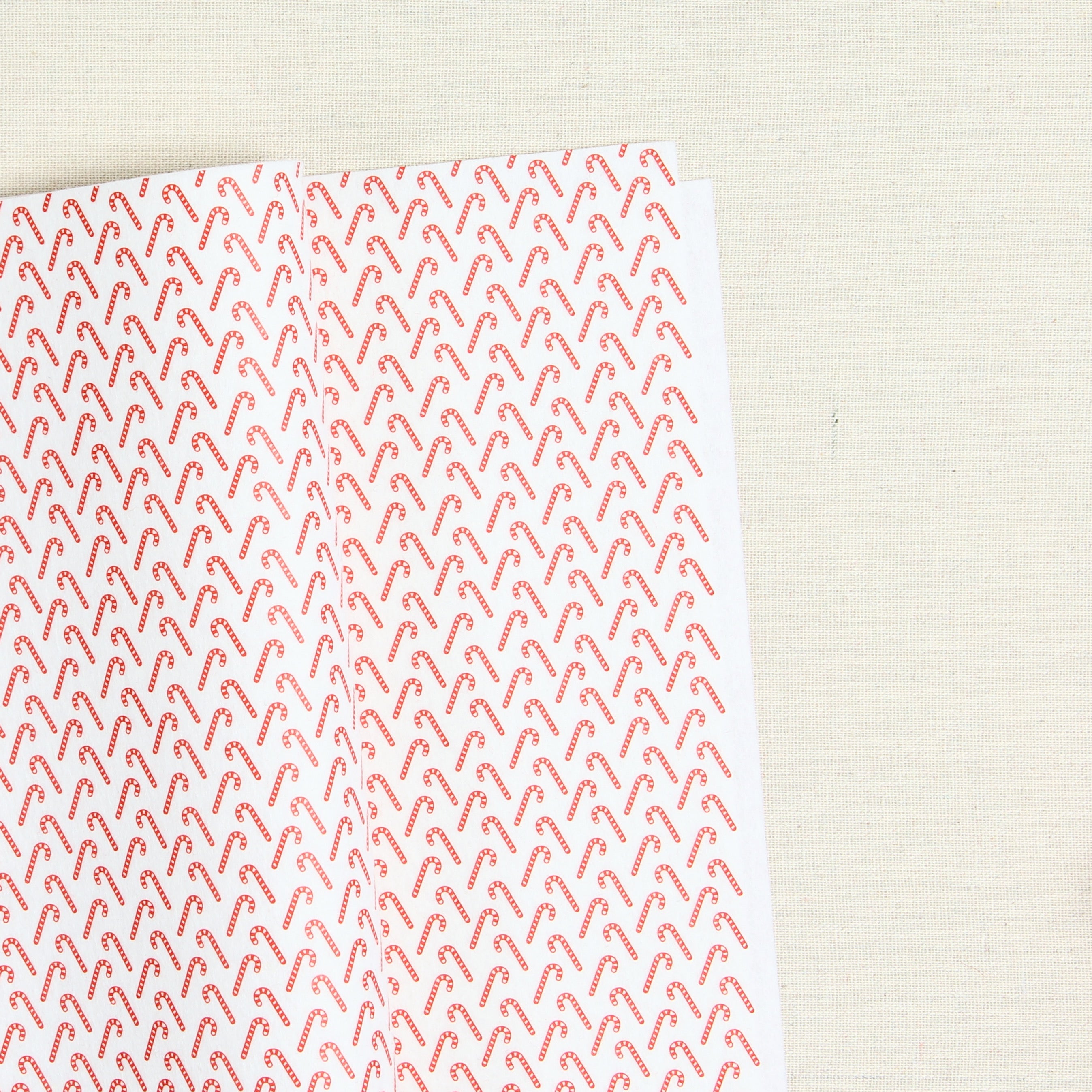 Candy Cane Printed Felt, White