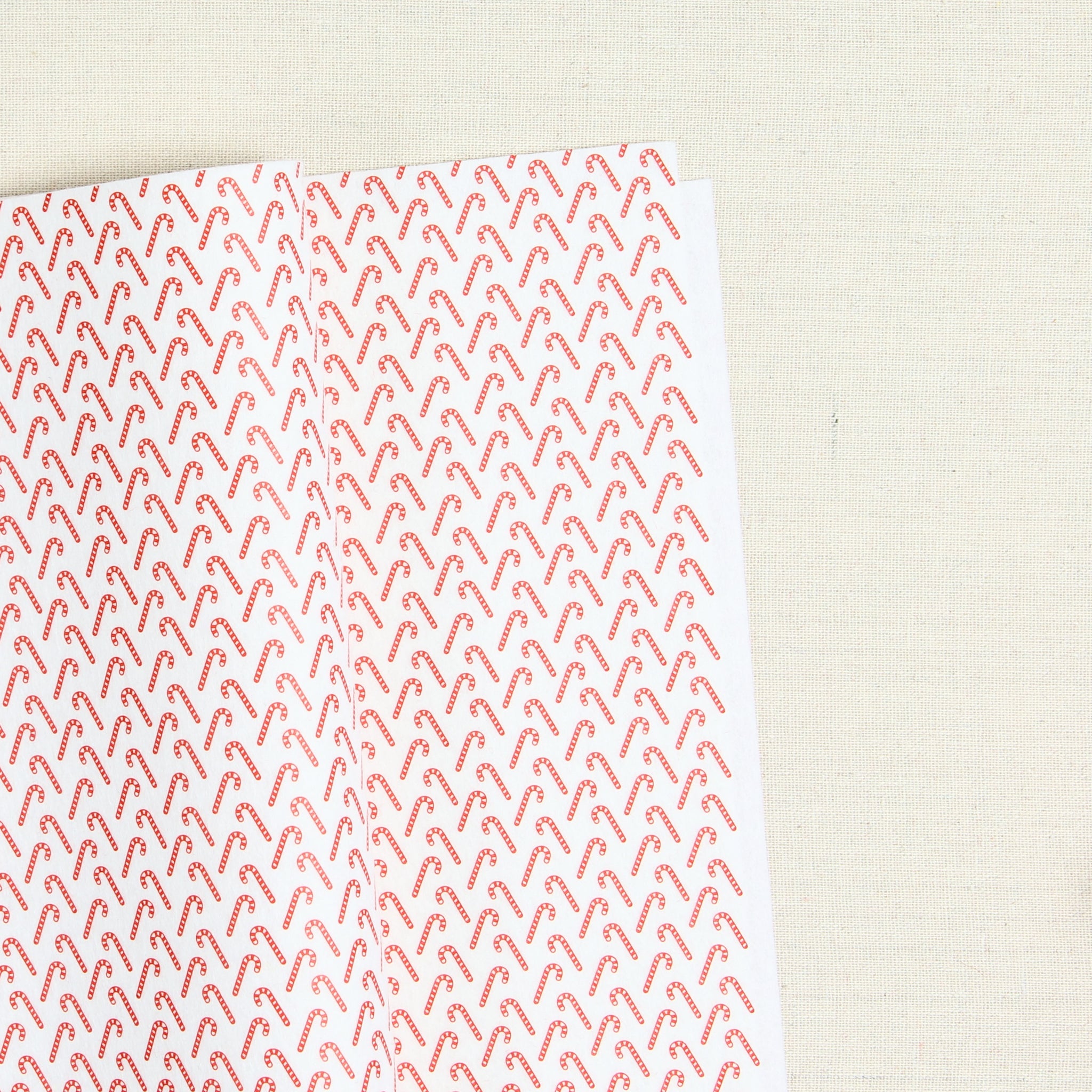 Candy Cane Printed Felt, White