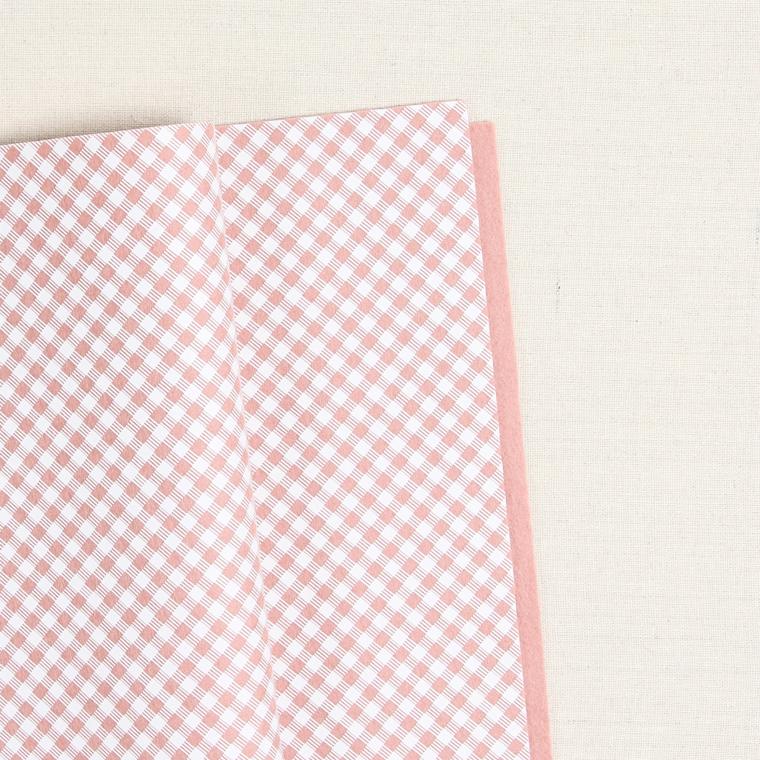 Gingham Printed Felt, Rose Quartz