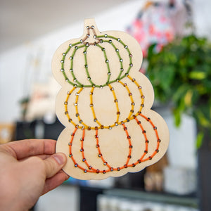 Wood Embroidery Kit, Stacked Pumpkins