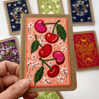 Cherries Embroidery Pocket Notebook