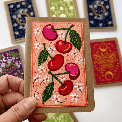 Cherries Embroidery Pocket Notebook