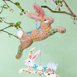 Leaping Hares Felt Ornament by Sewyeah