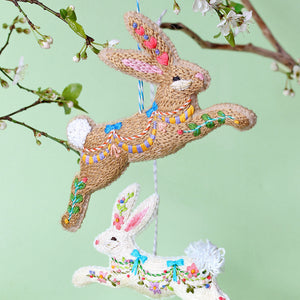 Leaping Hares Felt Ornament by Sewyeah