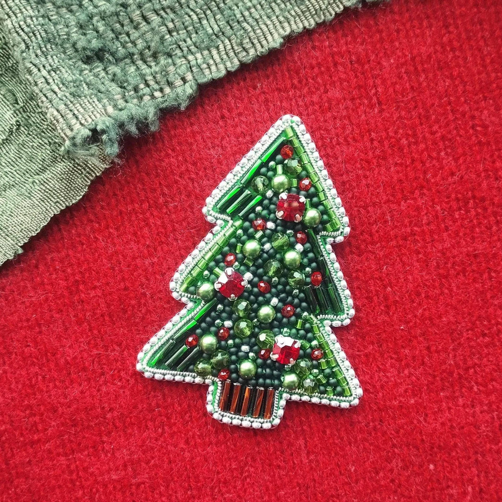 Christmas Brooch, Bead Embroidery Kit