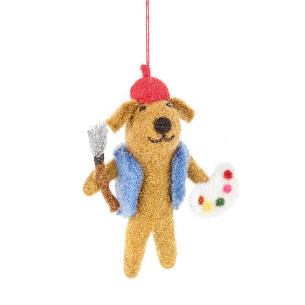 Painting Pooch Felt Ornament
