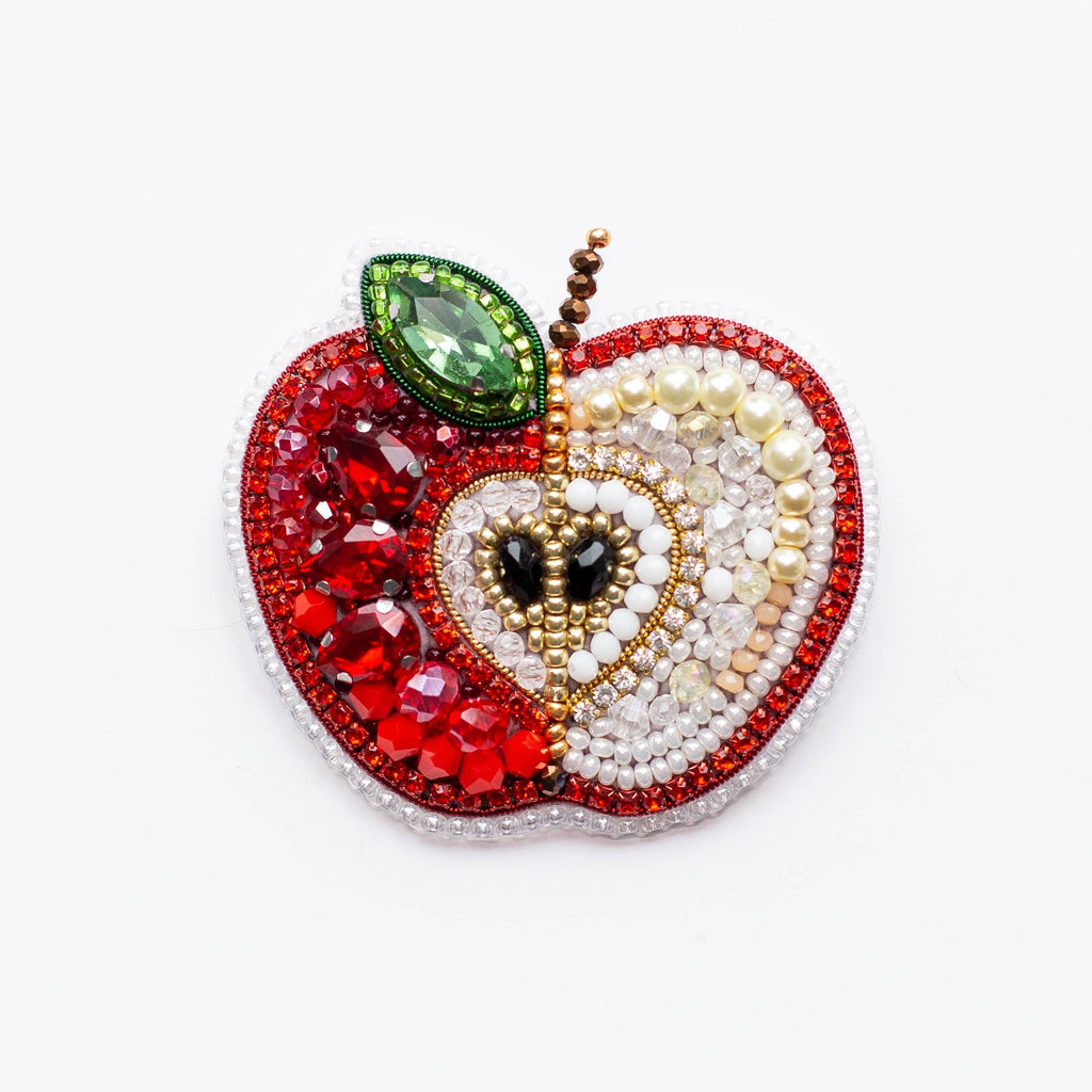 Apple Brooch, Bead Embroidery Kit