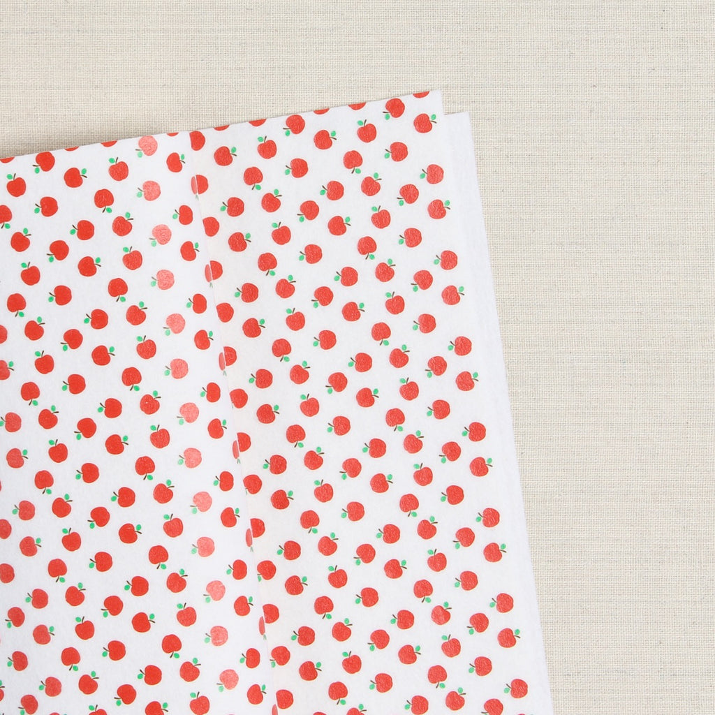 Apple Print, White Felt