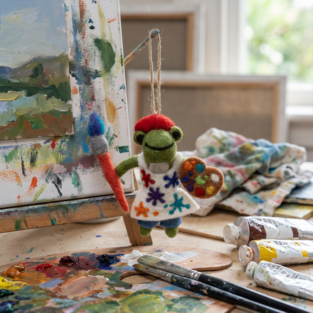 André the Artist Frog Felt Ornament
