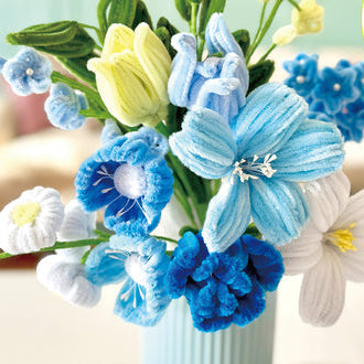 Chenille Stem Flower Making Kit, Botanical Blues
