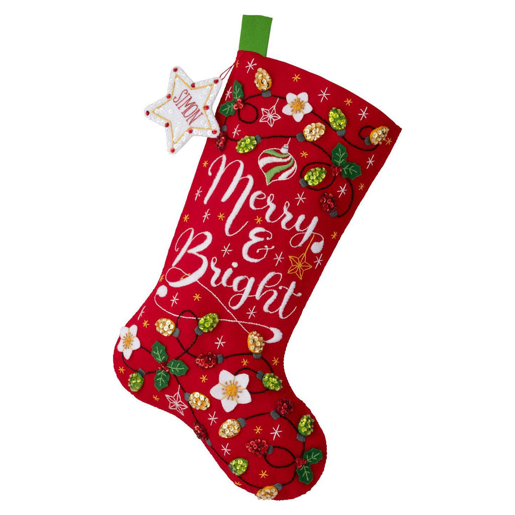 Merry and Bright Felt Stocking, Bucilla Kit