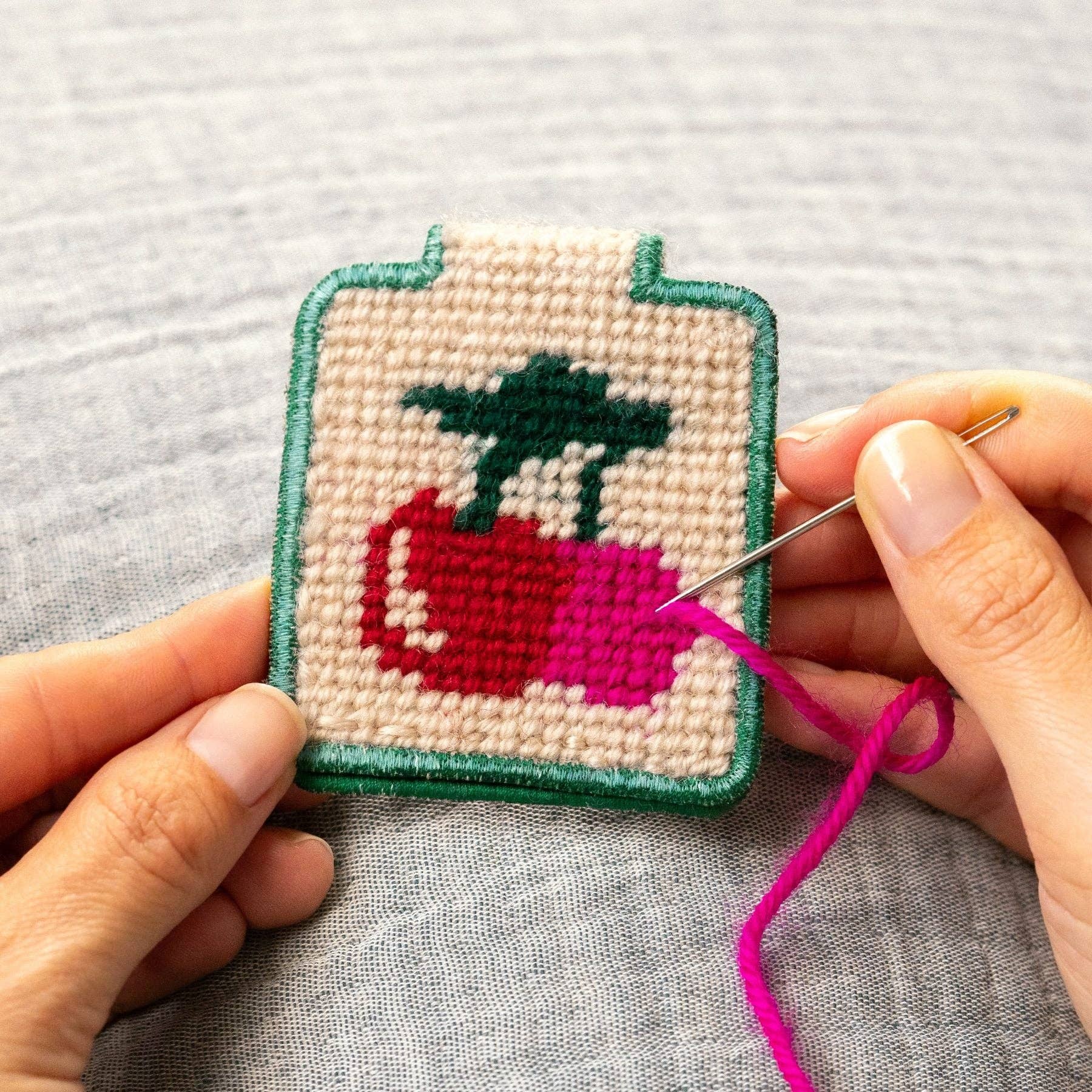 Cherry Keychain, Needlepoint Kit