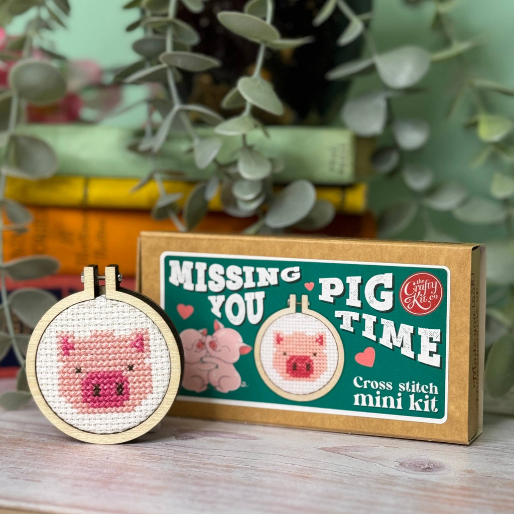Missing You Pig Time, Mini Matchbox Cross Stitch Kit