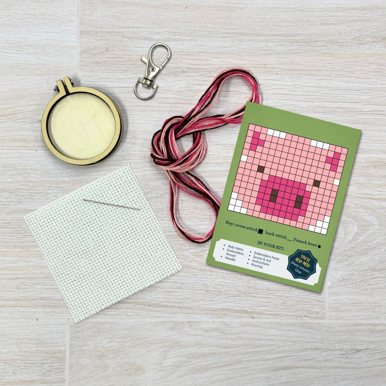 Missing You Pig Time, Mini Matchbox Cross Stitch Kit