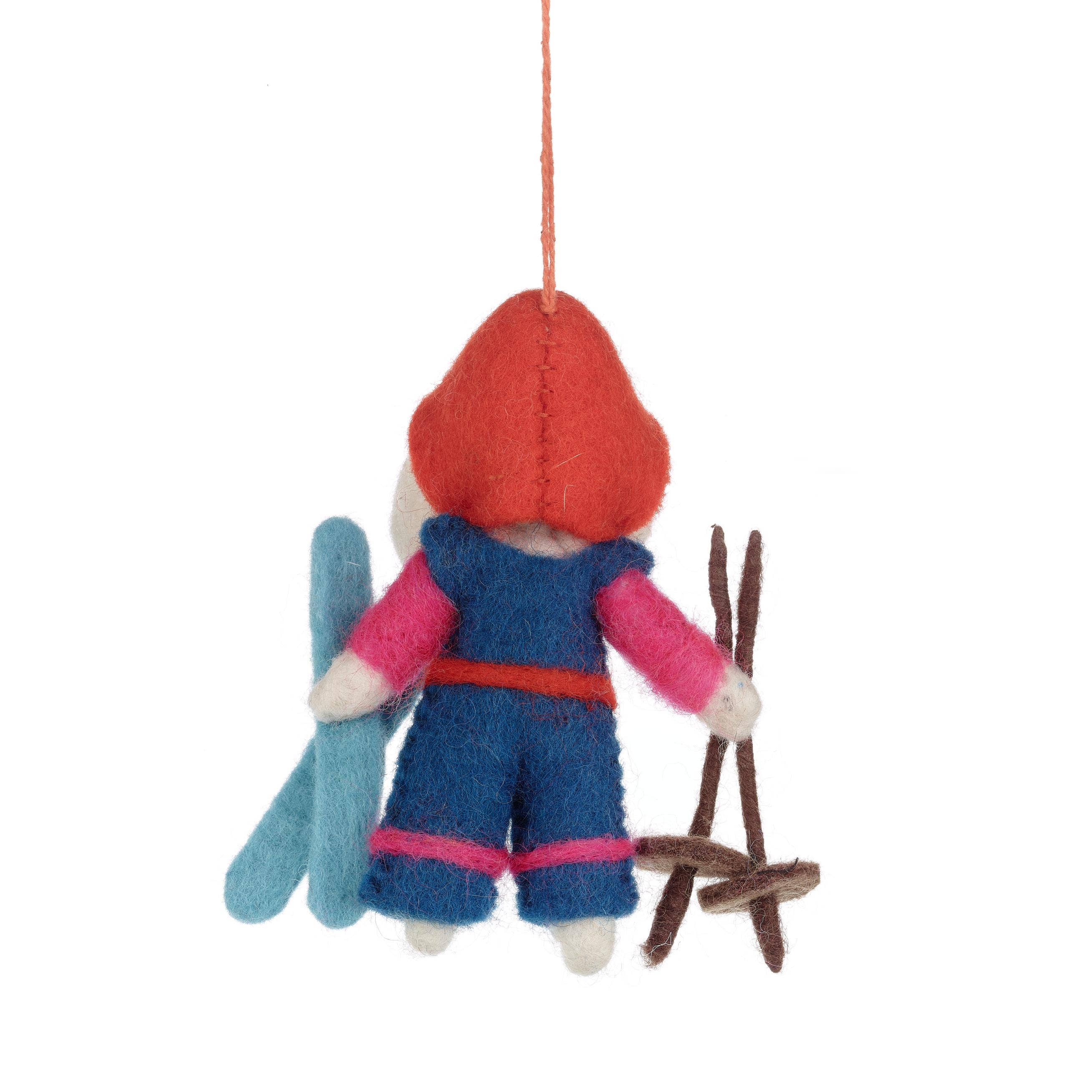 Porscha the Skiing Poodle Felt Ornament