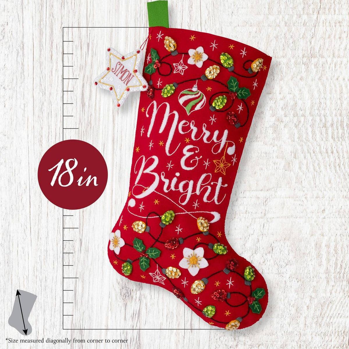 Merry and Bright Felt Stocking, Bucilla Kit