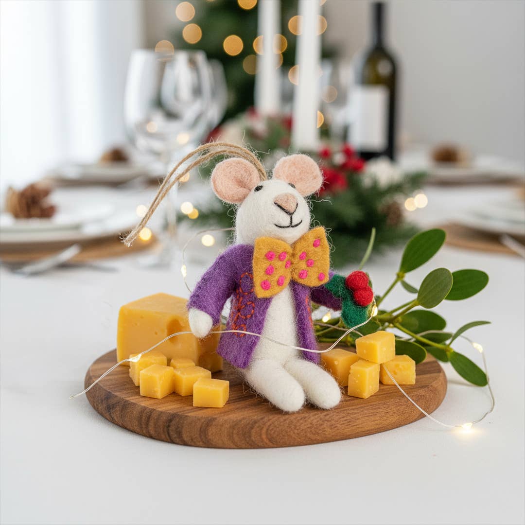 Jingle Whiskers Christmas Mouse Felt Ornament