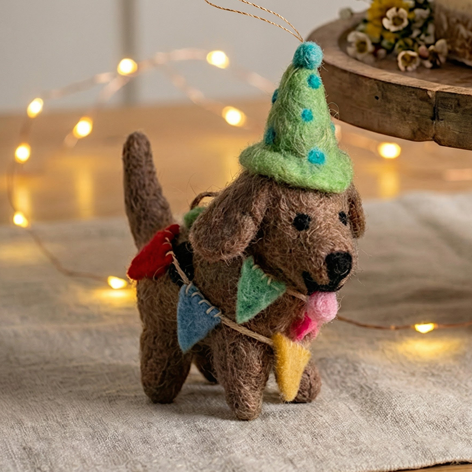 Party Pooch Felt Ornament
