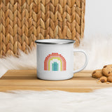 Cross Stitch Rainbow Enamel Mug