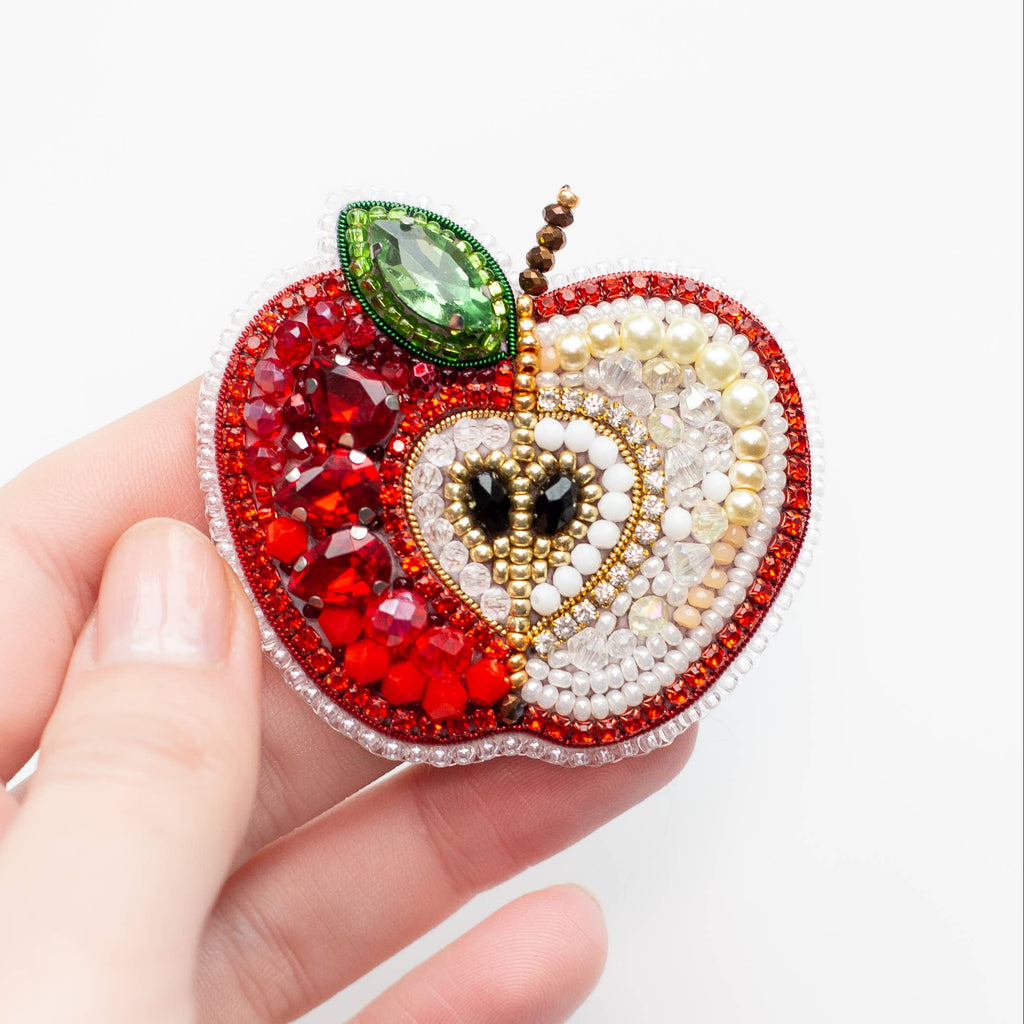 Apple Brooch, Bead Embroidery Kit