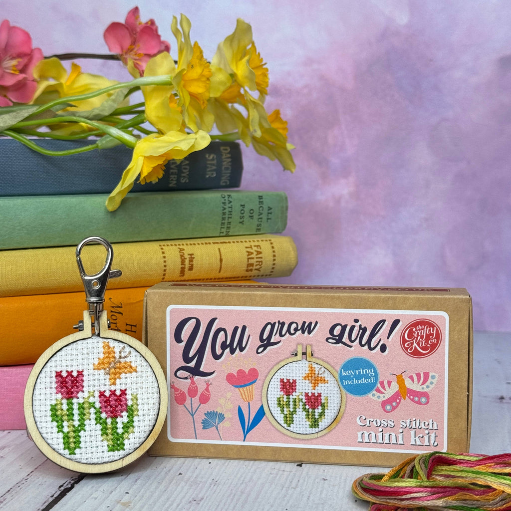 You Grow Girl! Mini Matchbox Cross Stitch Kit