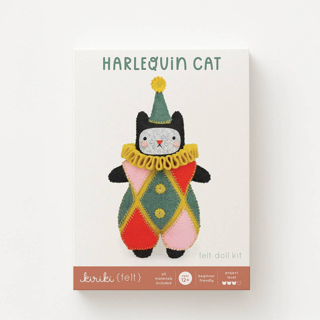 Harlequin Cat Felt Doll Kit