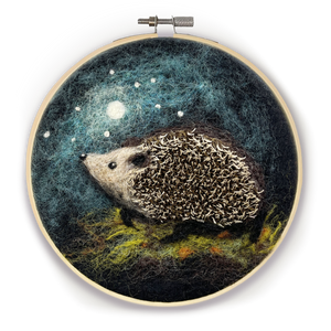 Hedgehog in a Hoop, Needle Felting Kit