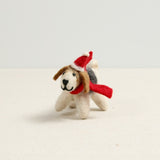 Holiday Dog, Felted Ornament