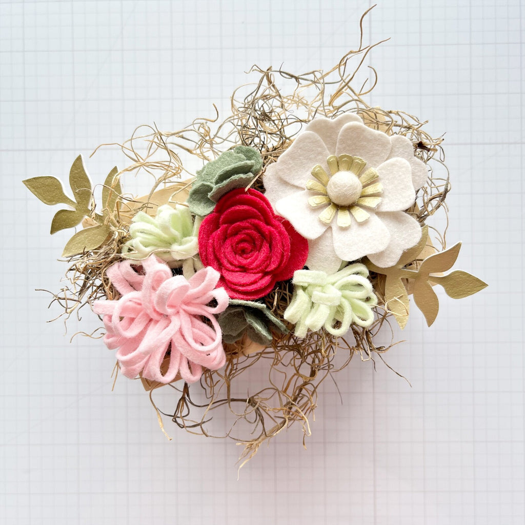 Mini Strawberry Mint Felt Flower Kit