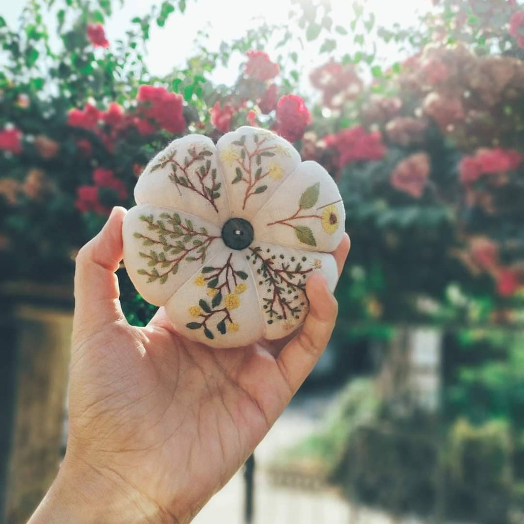 Daisy Mimosa, Pumpkin Pin Cushion