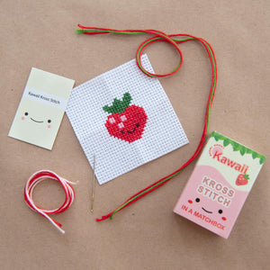 Kawaii Strawberry Matchbox Cross Stitch