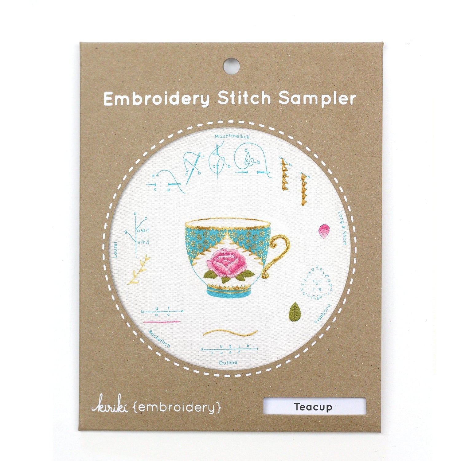 Teacup, Embroidery Stitch Sampler