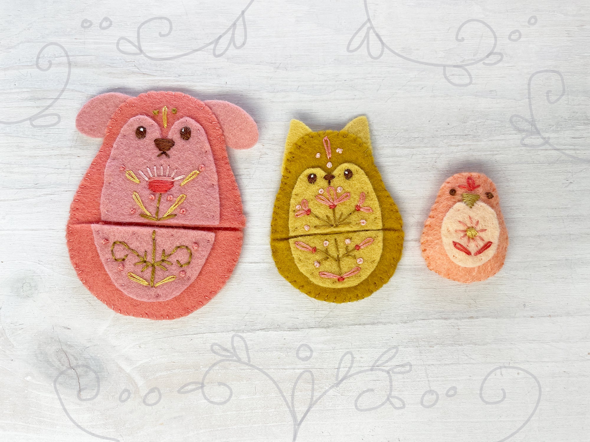Nesting Pets felt pattern