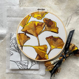 Ginkgo Leaves, Embroidery & Punch Needle Pattern