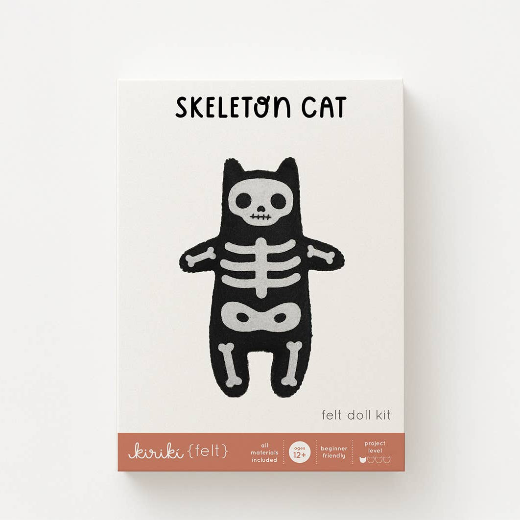 Skeleton Cat Felt Doll Kit