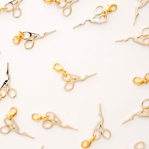 Gold Stork Scissors, Zipper Charm