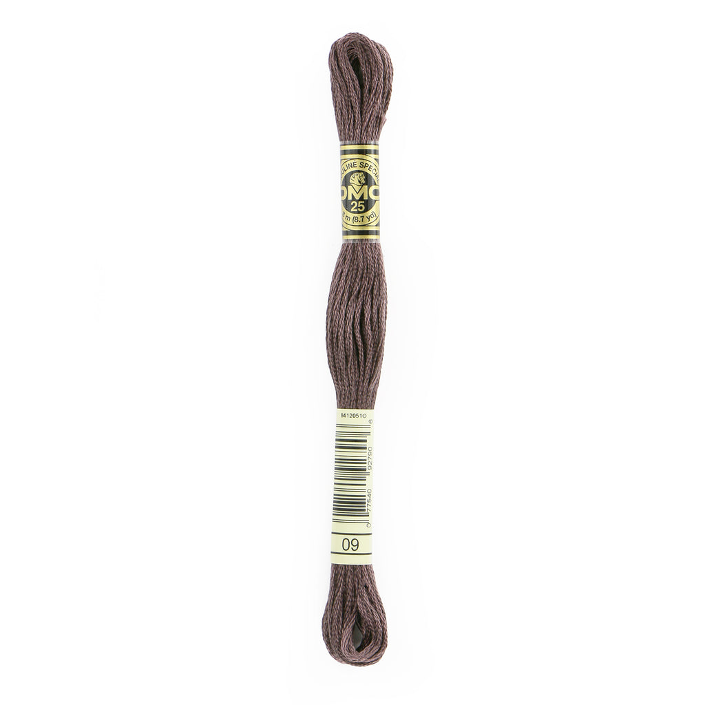 brown embroidery floss, gray embroidery floss, DMC 09