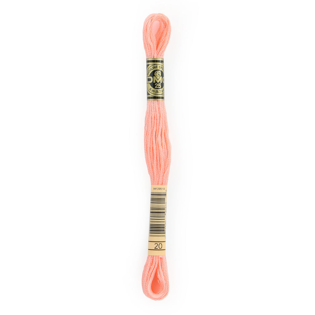 orange embroidery floss, peach embroidery floss, DMC 20