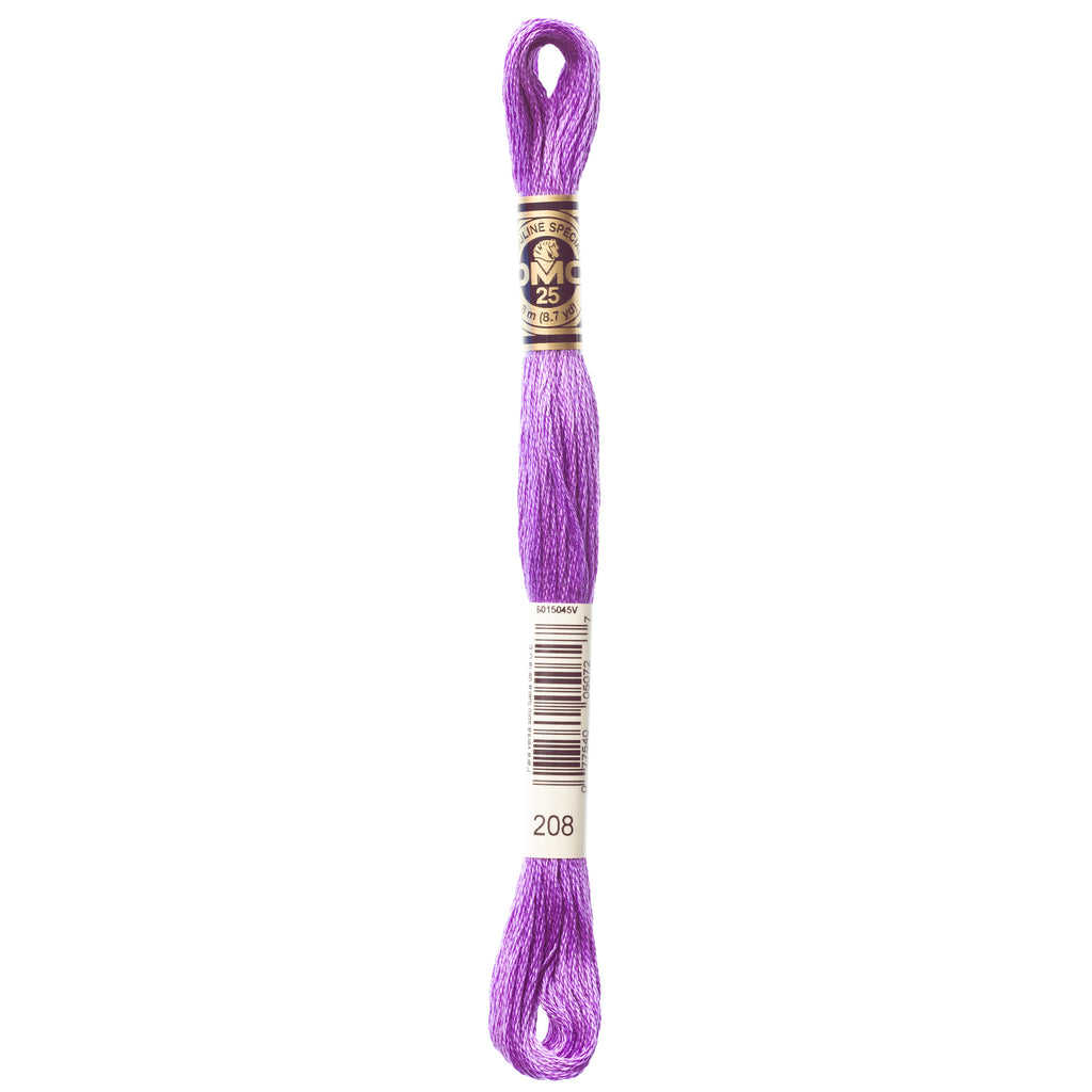 purple embroidery floss, DMC 208