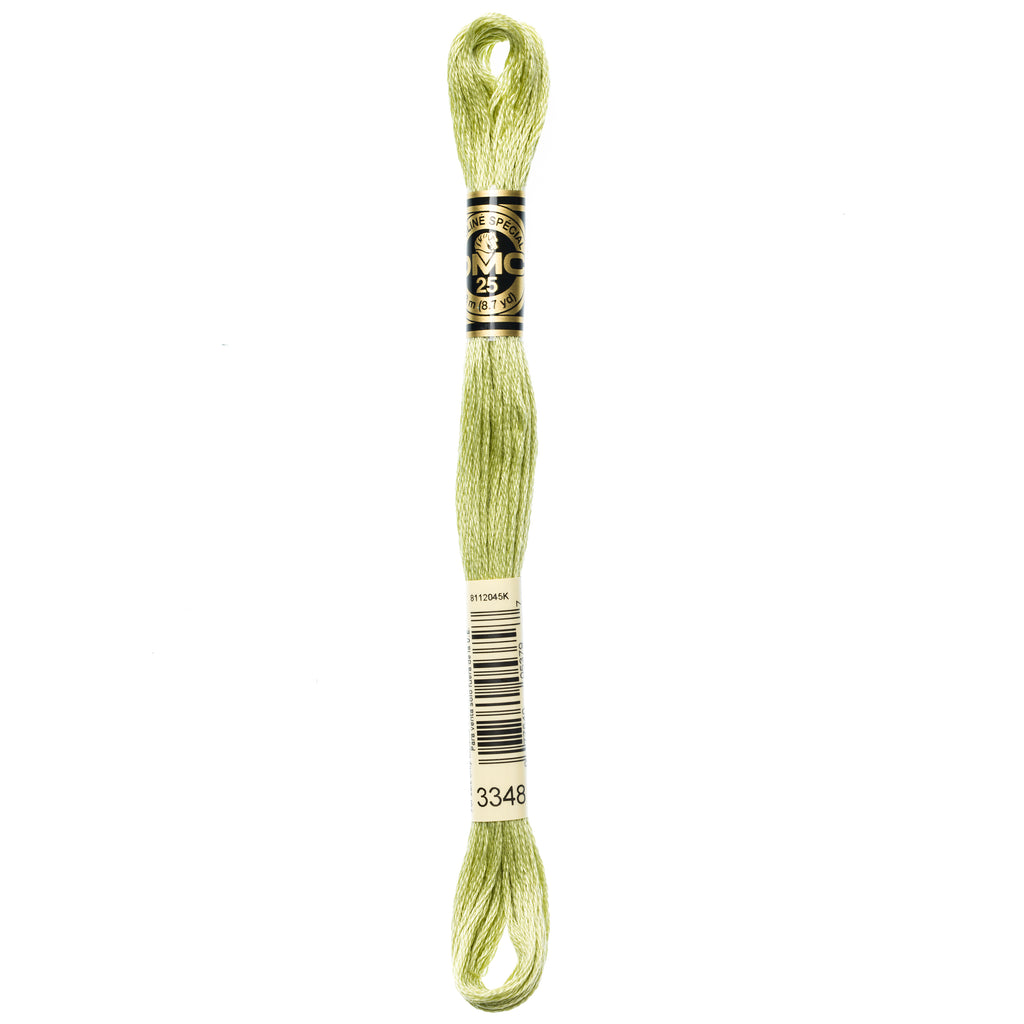 green embroidery floss, DMC 3348